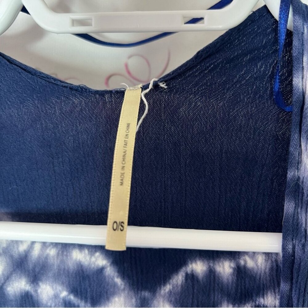 Harlow cardigan Navy White Tie-Dye Open Cardigan one size fits all kimono flowy - Picture 4 of 5